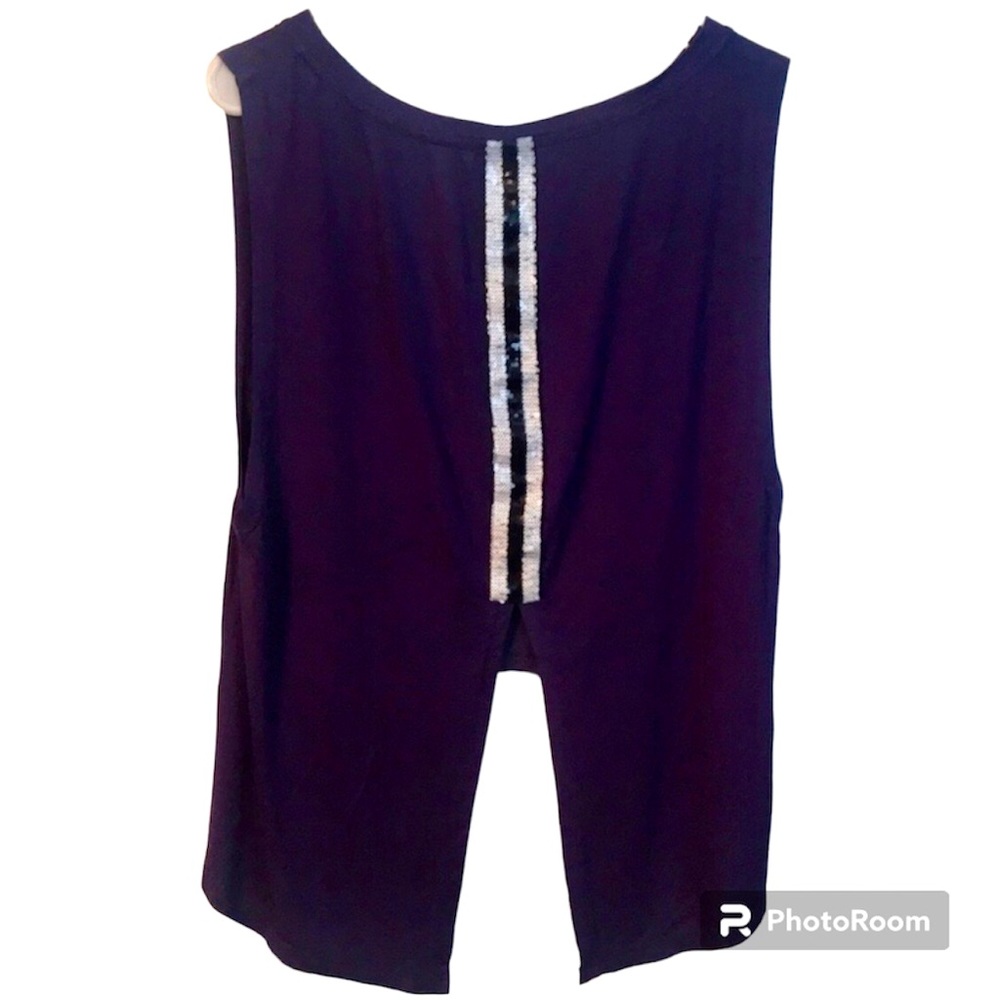 Enidmil Purple and White Tie Back Sleeveless Top